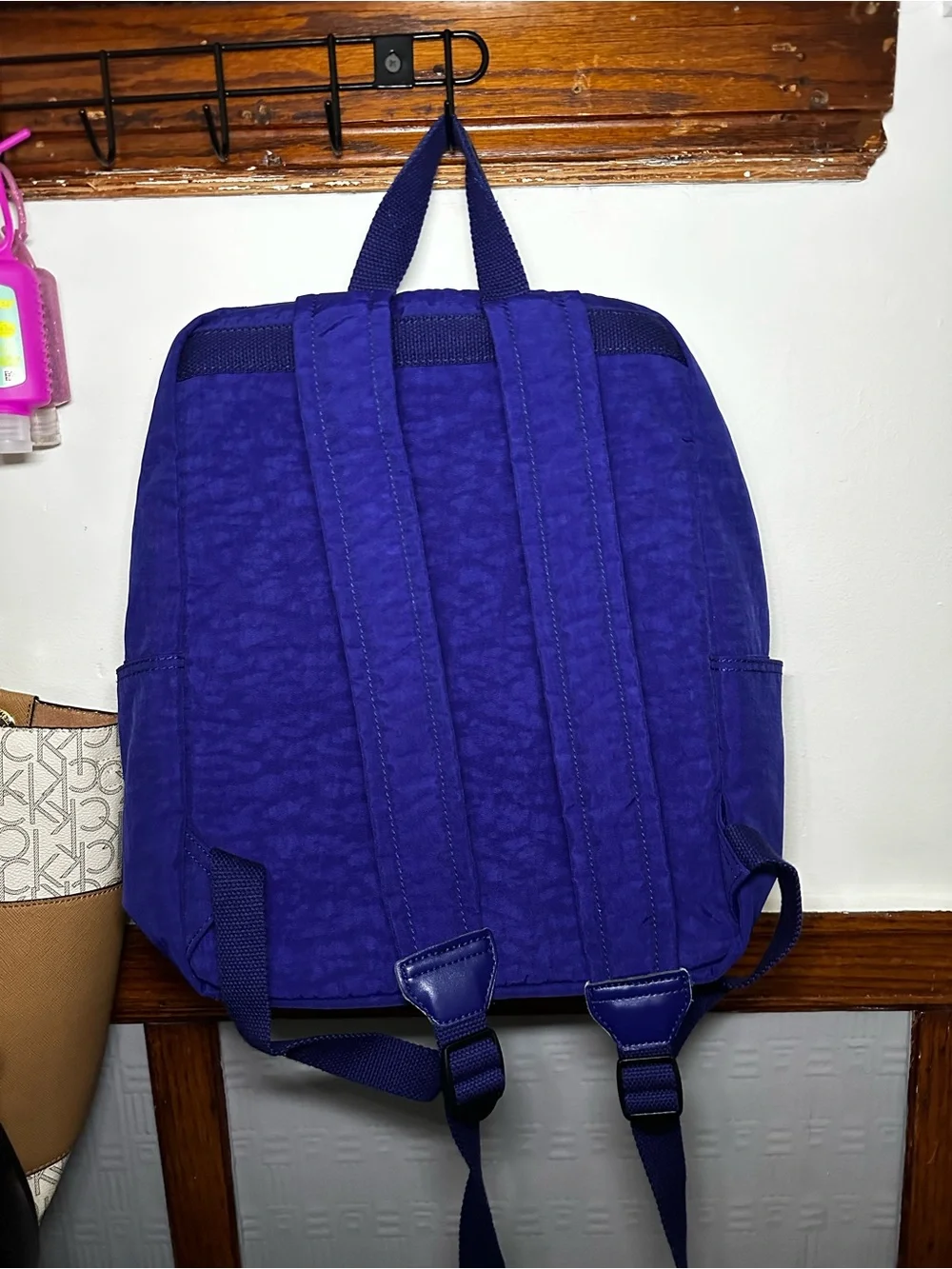 Kipling Royal Purple Nylon Backpack with Silver Zippers